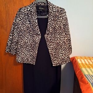 Kasper Women's Animal Print Blazer & Black Tank Dress, Both Lined Size 2 Petite